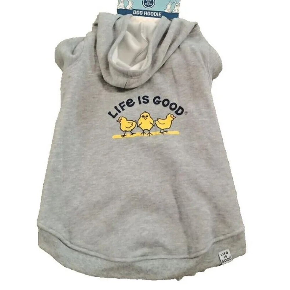 Life Is Good nwt Dog Hoodie Jacket Fleece Chicks Chick Peeps Gray Easter spring